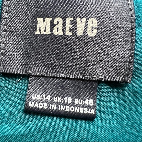 Anthropologie Maeve Ella Blue Floral Cold Shoulder Knee Length Dress size 14 - Picture 6 of 12